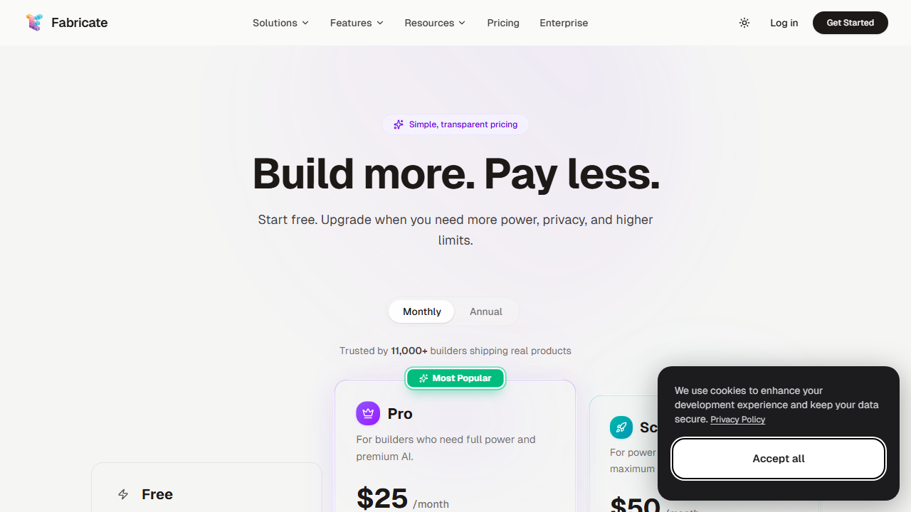 Fabricate pricing plans