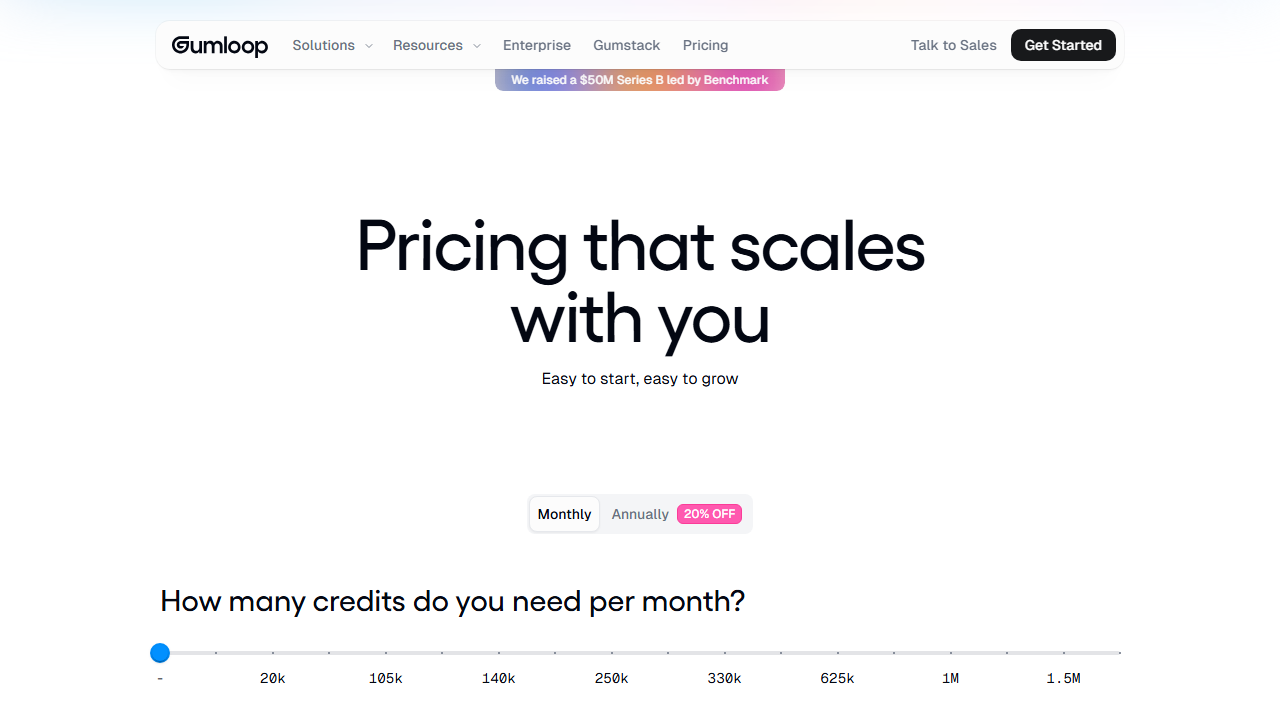 Gumloop pricing plans screenshot